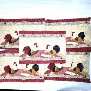 LLC Fabric Placemats Roosters Design 18x12.5 in Set of 5
